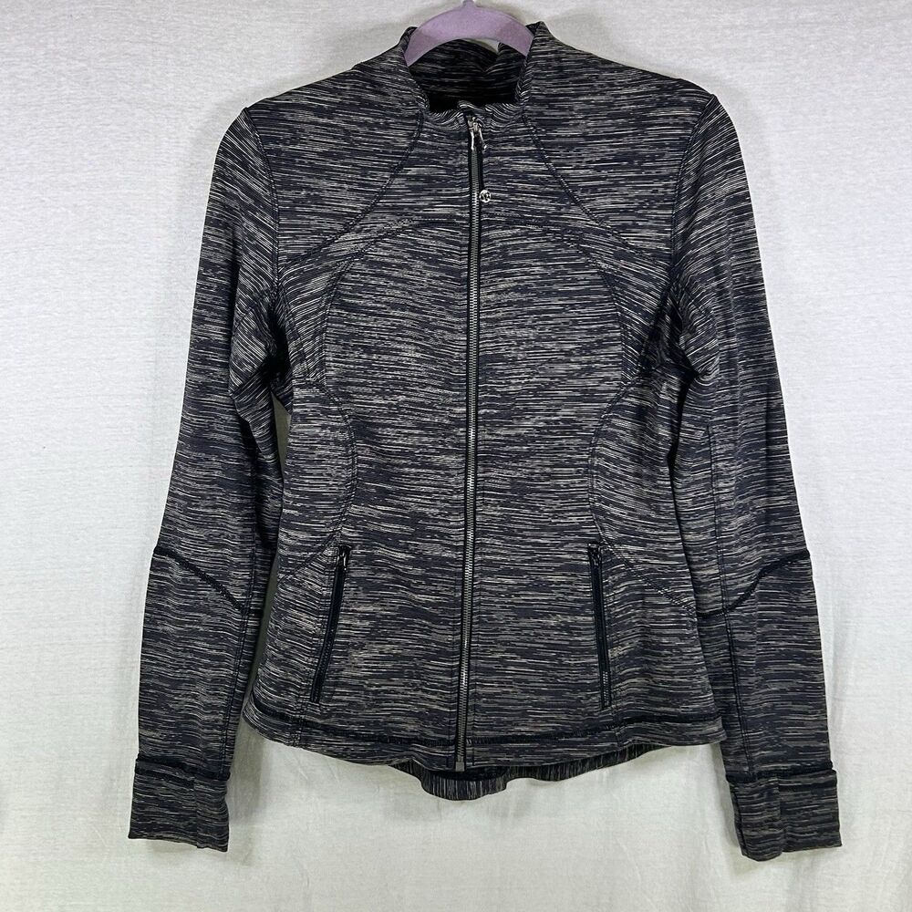 Lululemon Forme Cuffins Black Space Dye Full Zip Up Jacket Size 10 Workout Gym